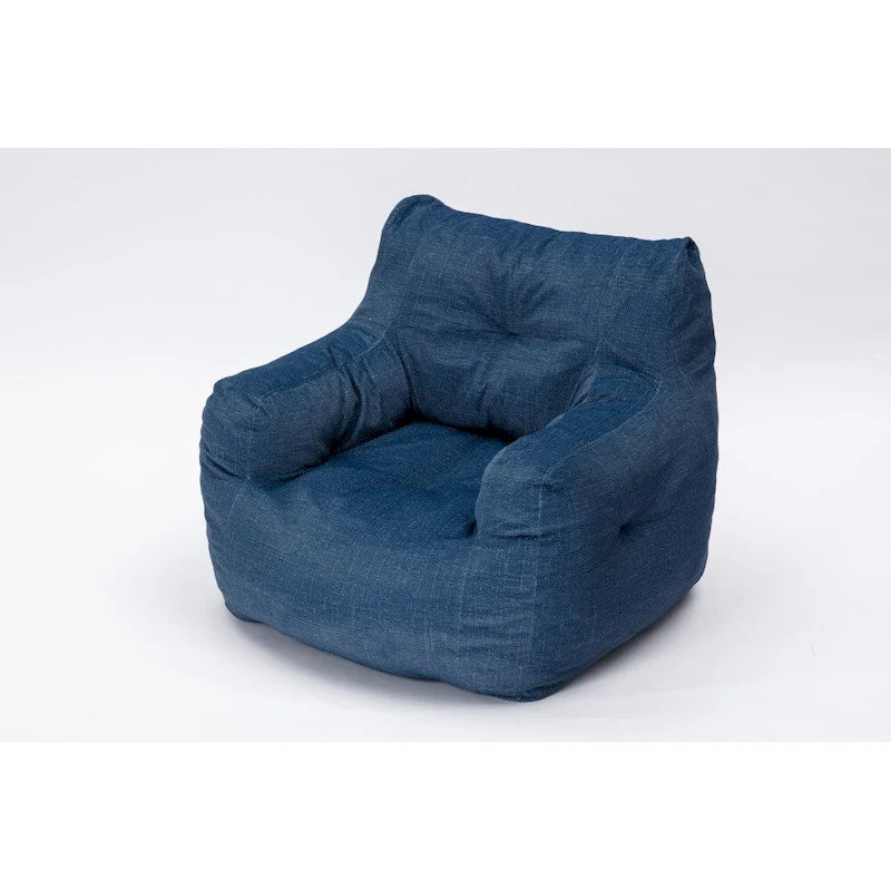 Cotton Linen Bean Bag Chair with Memory Foam Fill