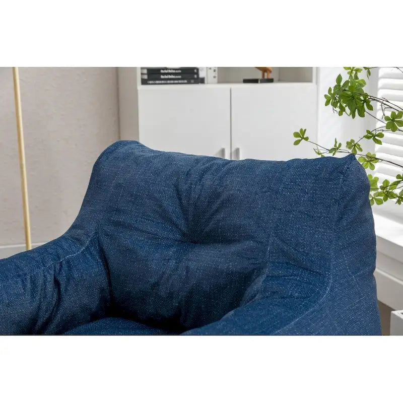Cotton Linen Bean Bag Chair with Memory Foam Fill