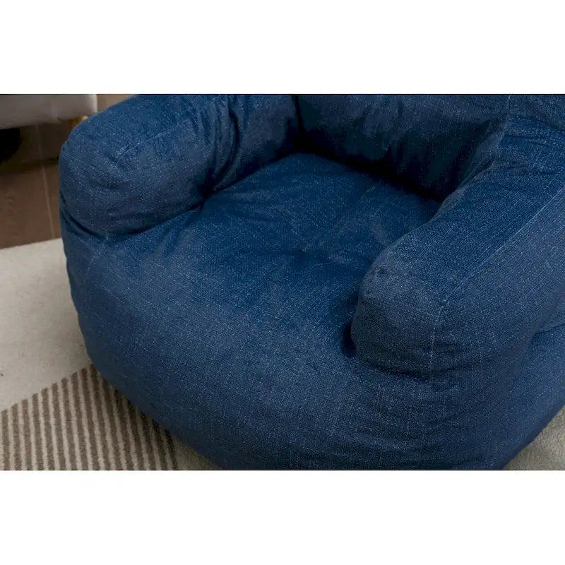 Cotton Linen Bean Bag Chair with Memory Foam Fill