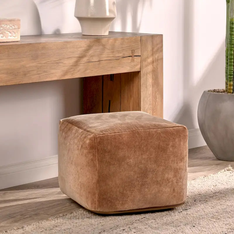 18" Velvet Pouf Ottoman