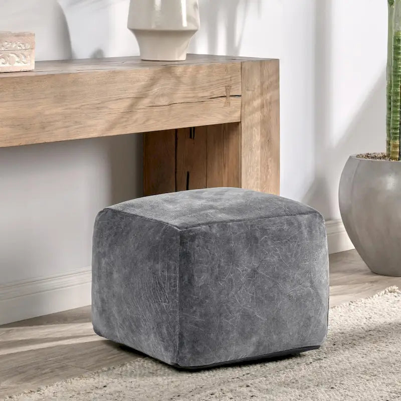 18" Velvet Pouf Ottoman
