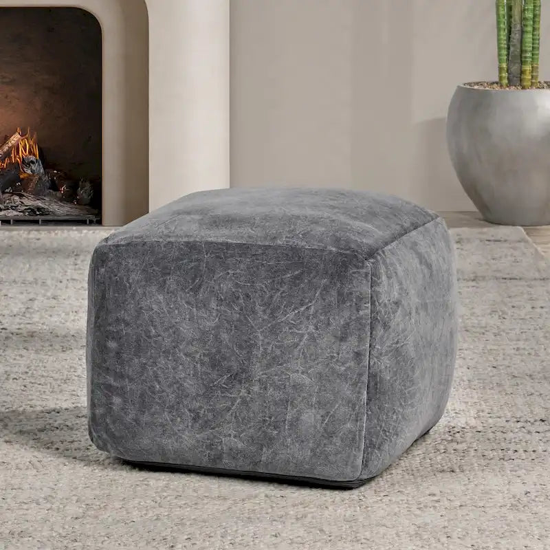 18" Velvet Pouf Ottoman