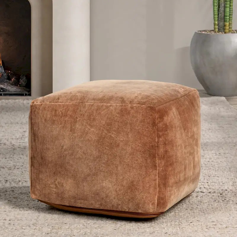 18" Velvet Pouf Ottoman