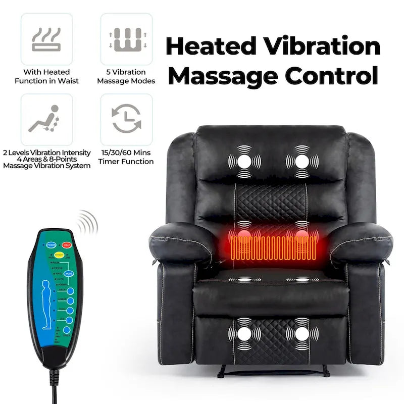Manual Recliner Chair with 8-Point Massage & Lumbar Heat
