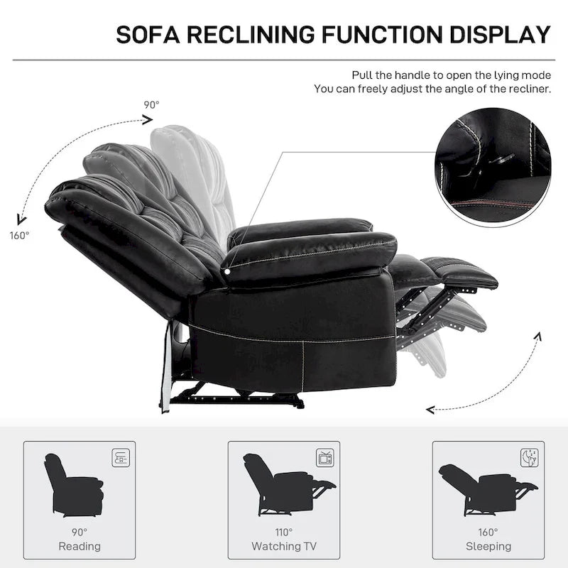 Manual Recliner Chair with 8-Point Massage & Lumbar Heat