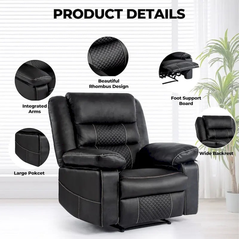 Manual Recliner Chair with 8-Point Massage & Lumbar Heat
