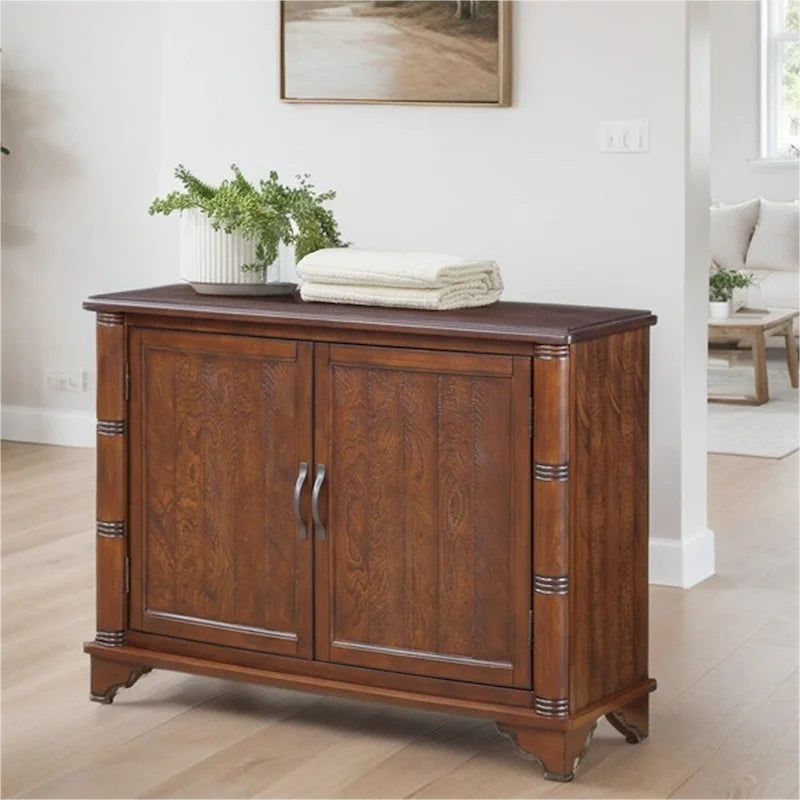 40 Retro Wood Sofa Couch Table with Adjustable Storage Shelf