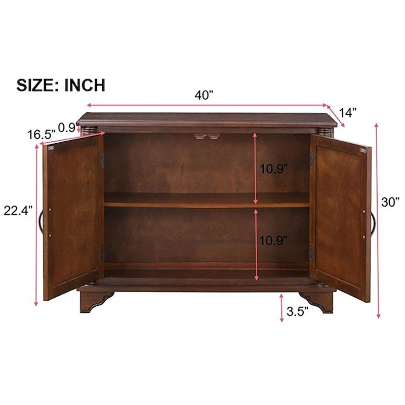 40 Retro Wood Sofa Couch Table with Adjustable Storage Shelf