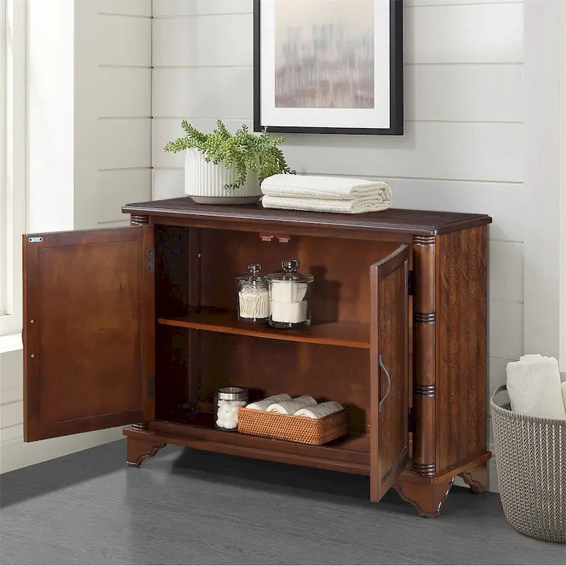 40 Retro Wood Sofa Couch Table with Adjustable Storage Shelf