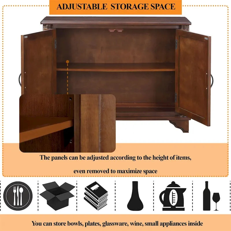 40 Retro Wood Sofa Couch Table with Adjustable Storage Shelf