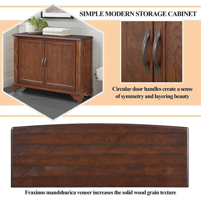 40 Retro Wood Sofa Couch Table with Adjustable Storage Shelf