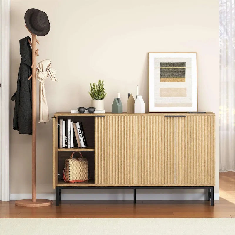 Buffet Sideboard with Wavy-Patterned Doors