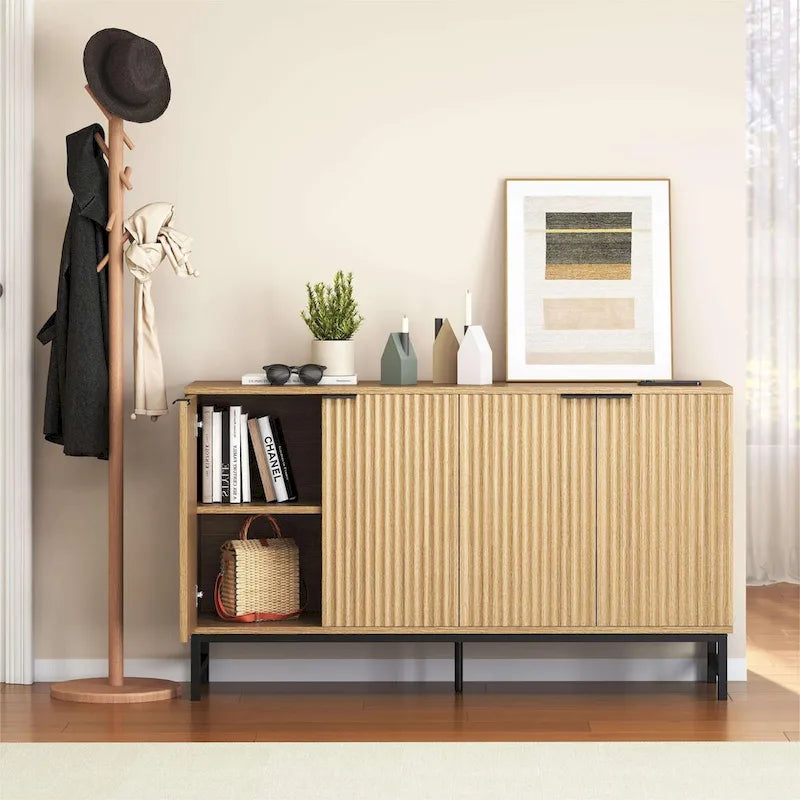 Buffet Sideboard with Wavy-Patterned Doors