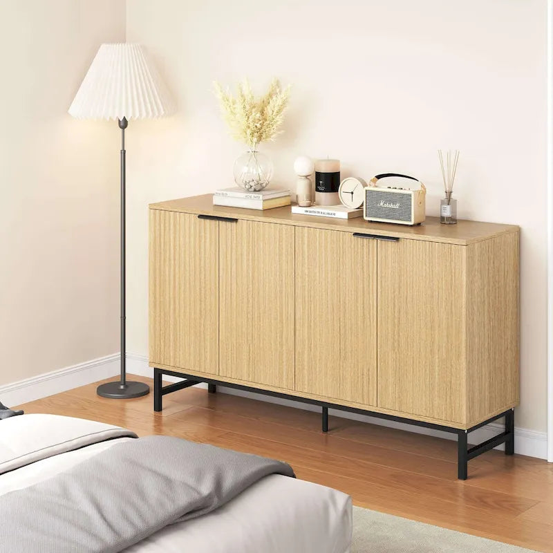 Buffet Sideboard with Wavy-Patterned Doors