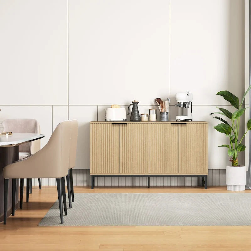 Buffet Sideboard with Wavy-Patterned Doors