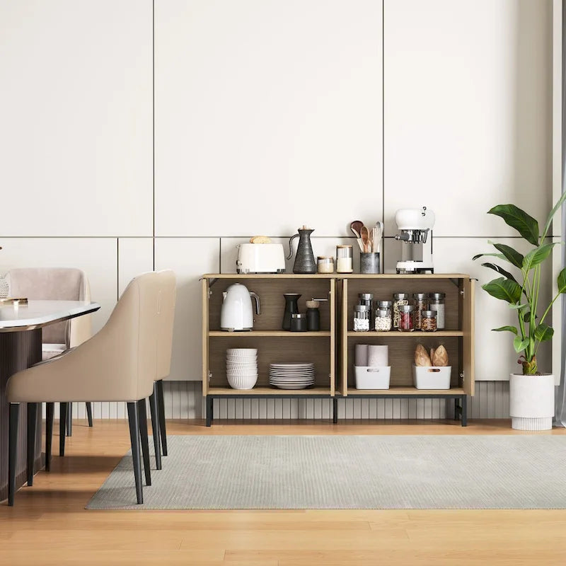 Buffet Sideboard with Wavy-Patterned Doors