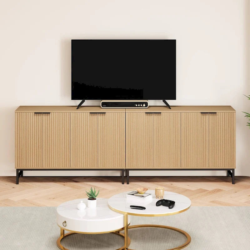Buffet Sideboard with Wavy-Patterned Doors