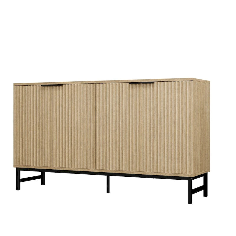 Buffet Sideboard with Wavy-Patterned Doors
