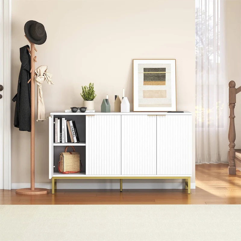 Buffet Sideboard with Wavy-Patterned Doors