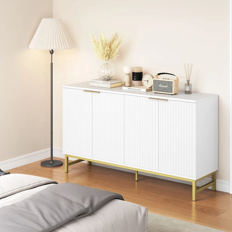 Buffet Sideboard with Wavy-Patterned Doors