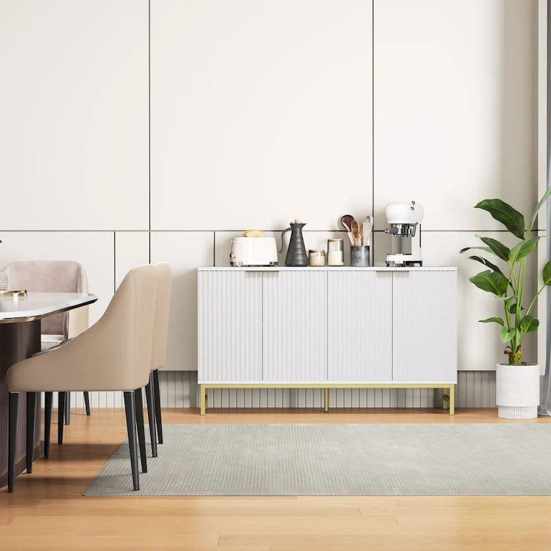 Buffet Sideboard with Wavy-Patterned Doors