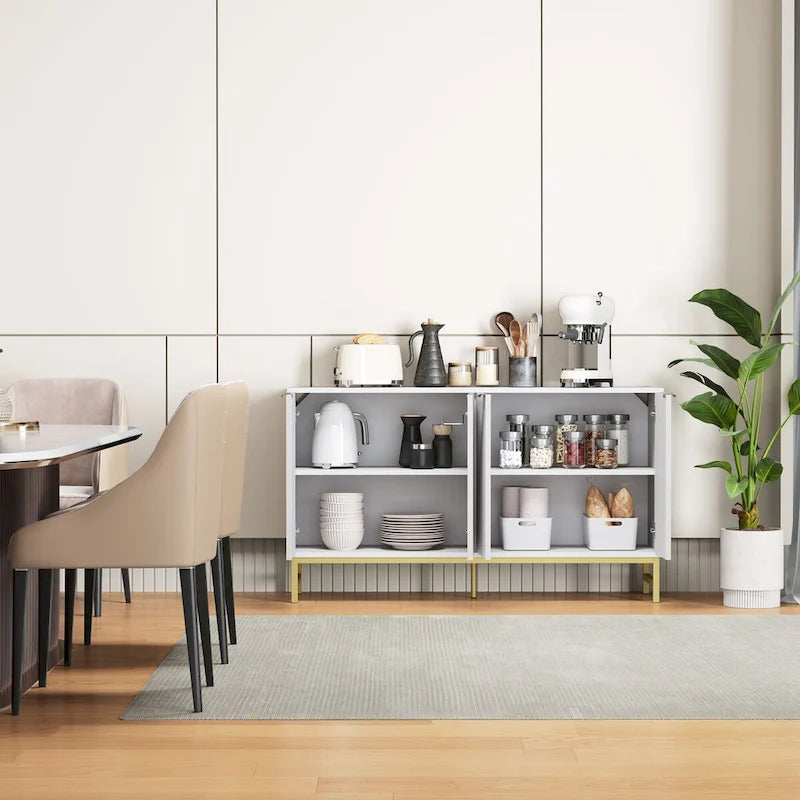 Buffet Sideboard with Wavy-Patterned Doors