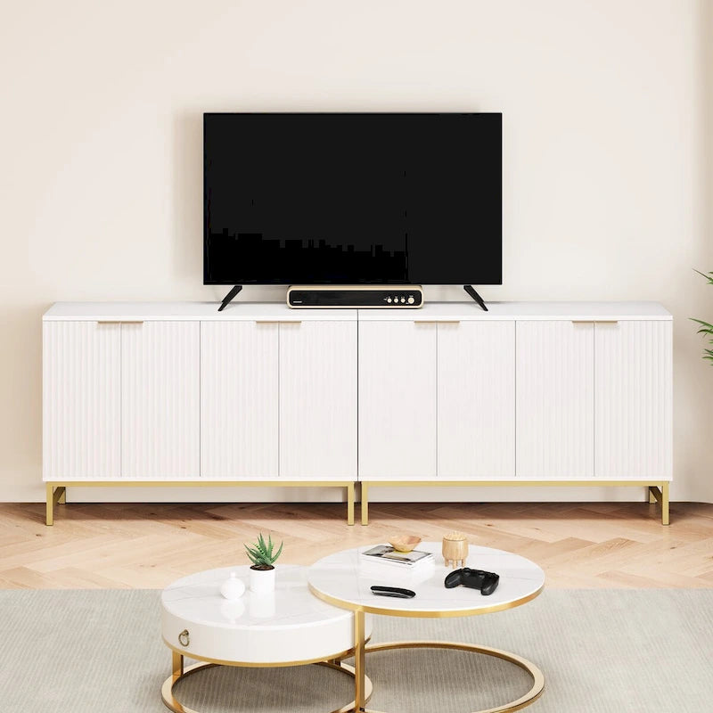 Buffet Sideboard with Wavy-Patterned Doors