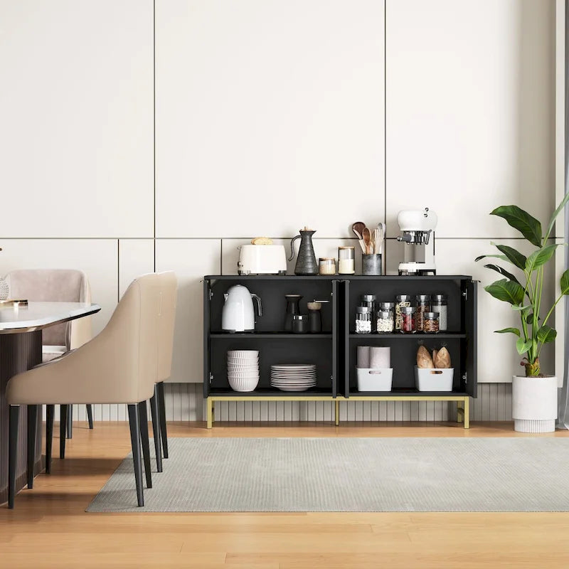 Buffet Sideboard with Wavy-Patterned Doors