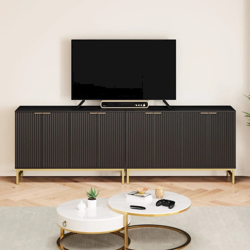 Buffet Sideboard with Wavy-Patterned Doors