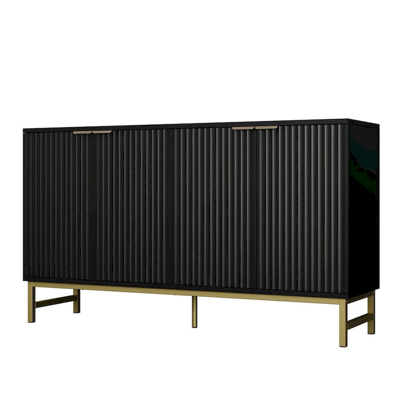 Buffet Sideboard with Wavy-Patterned Doors