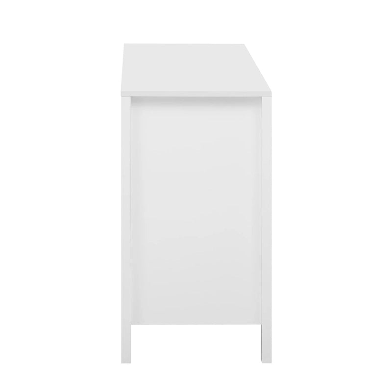Wave-Design Entryway Console Cabinet with 3 Drawers, 2 Doors & Adjustable Shelves