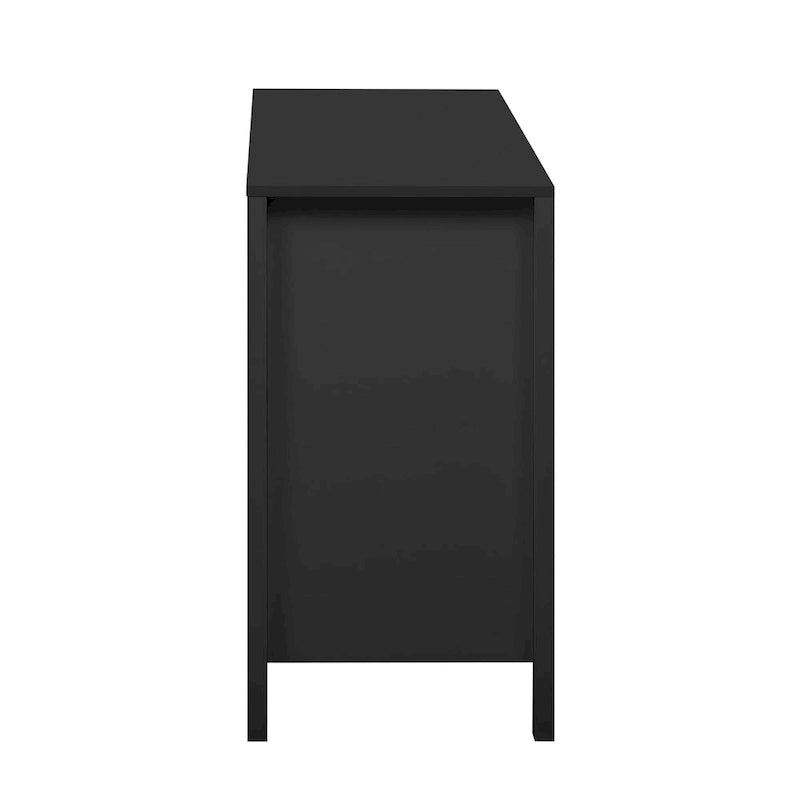 Wave-Design Entryway Console Cabinet with 3 Drawers, 2 Doors & Adjustable Shelves