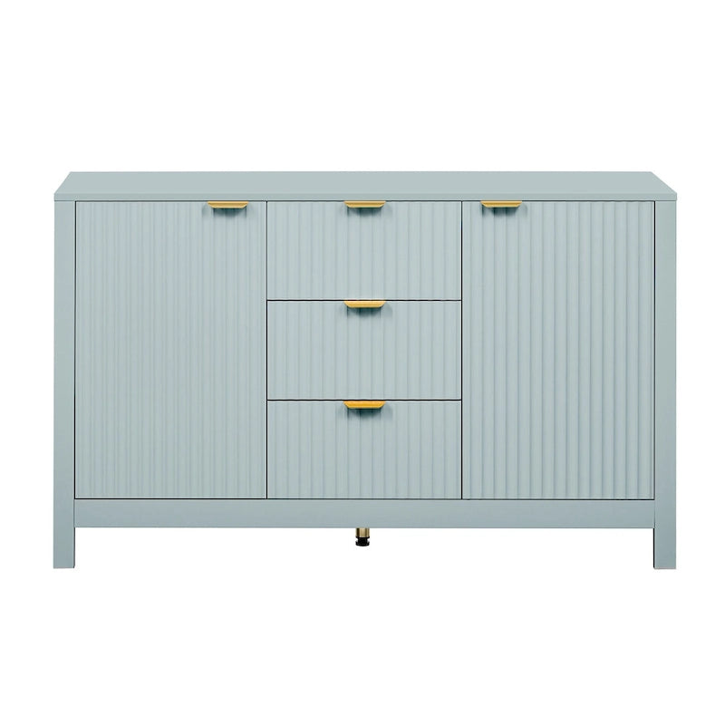 Wave-Design Entryway Console Cabinet with 3 Drawers, 2 Doors & Adjustable Shelves