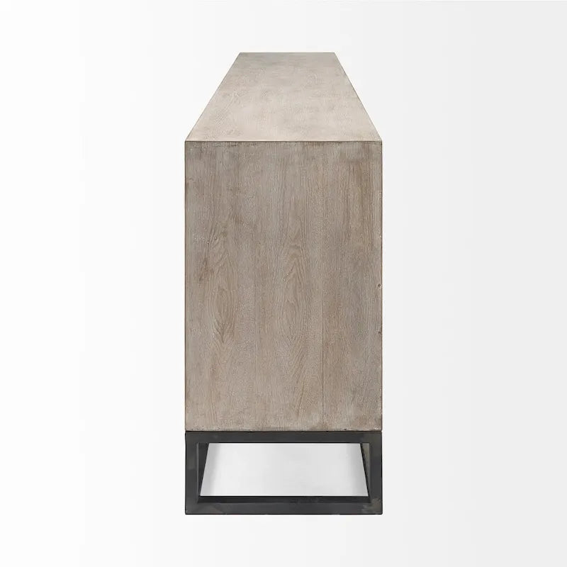 Gray Fir Veneer 9-Drawer Sideboard with Gold Metal Frame
