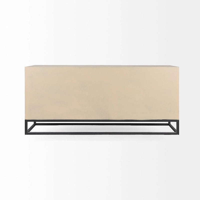 Gray Fir Veneer 9-Drawer Sideboard with Gold Metal Frame