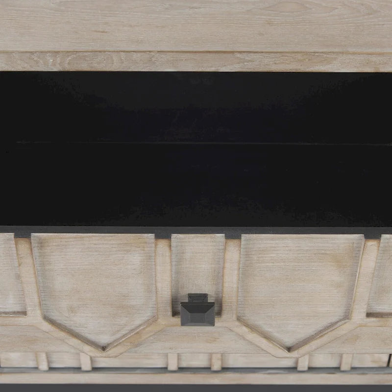 Gray Fir Veneer 9-Drawer Sideboard with Gold Metal Frame