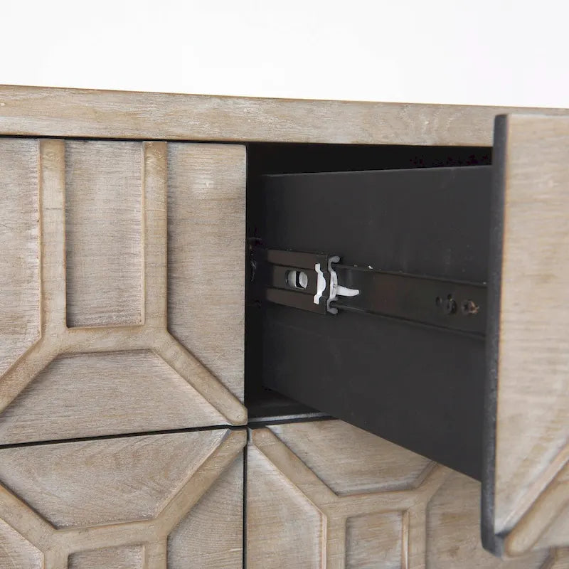 Gray Fir Veneer 9-Drawer Sideboard with Gold Metal Frame