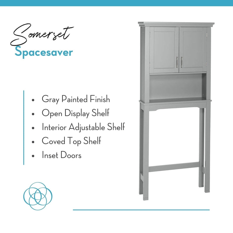 Over-the-Toilet Bathroom Spacesaver Cabinet with Adjustable Shelf - Gray