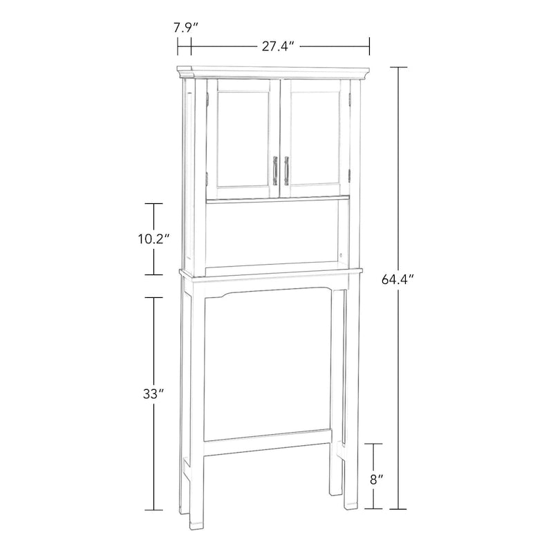 Over-the-Toilet Bathroom Spacesaver Cabinet with Adjustable Shelf - Gray