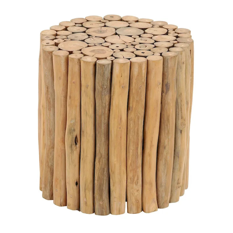 Teak Wood Handmade Side Accent Table with Stick Cluster Design - Brown