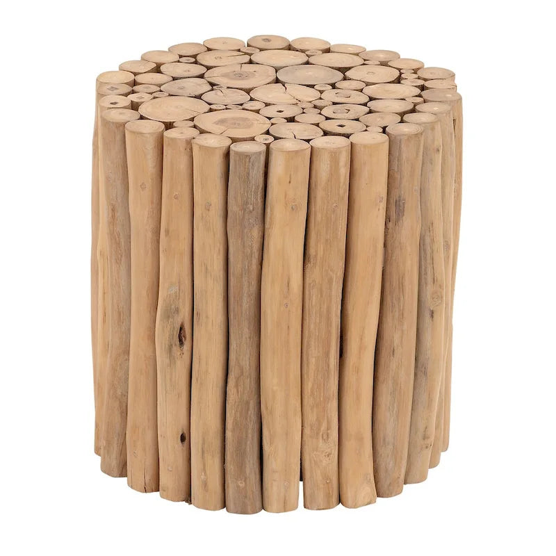Teak Wood Handmade Side Accent Table with Stick Cluster Design - Brown